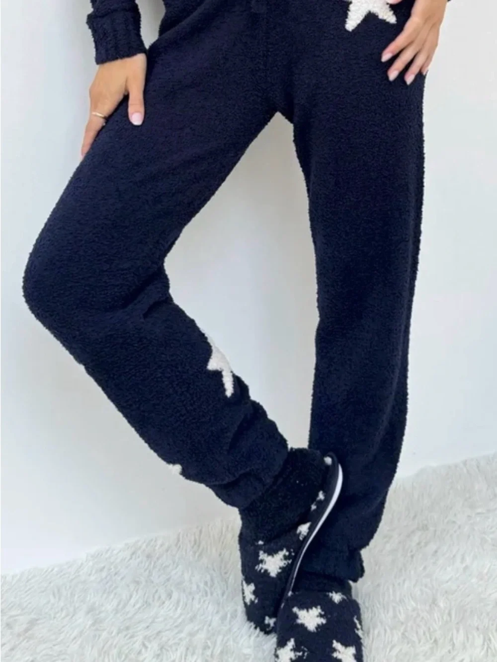 NWT Splendid Navy Star Cozy Knit Lounge Set with matching socks